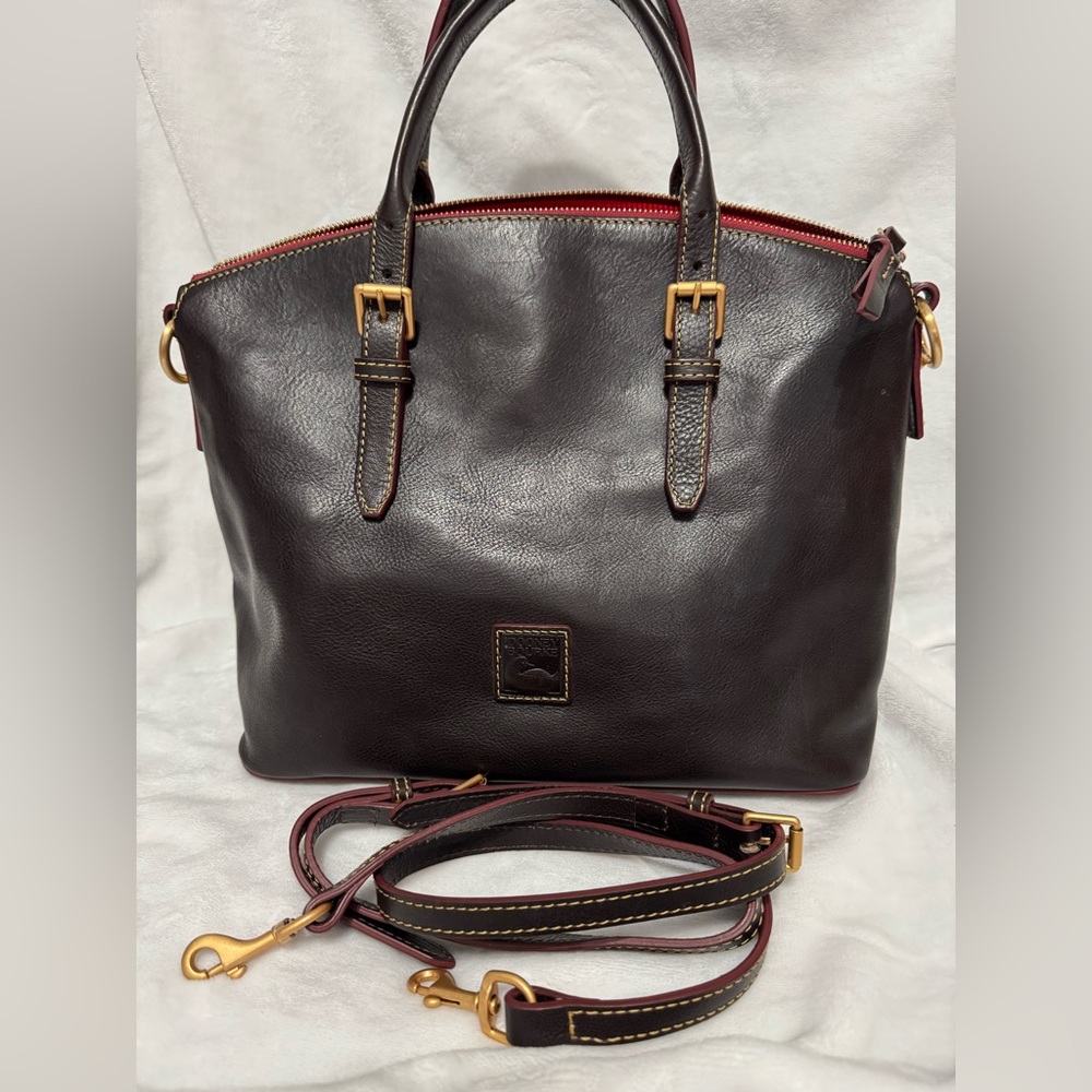 NWT Dooney & Bourke Florentine Domed Satchel Brown tmoro